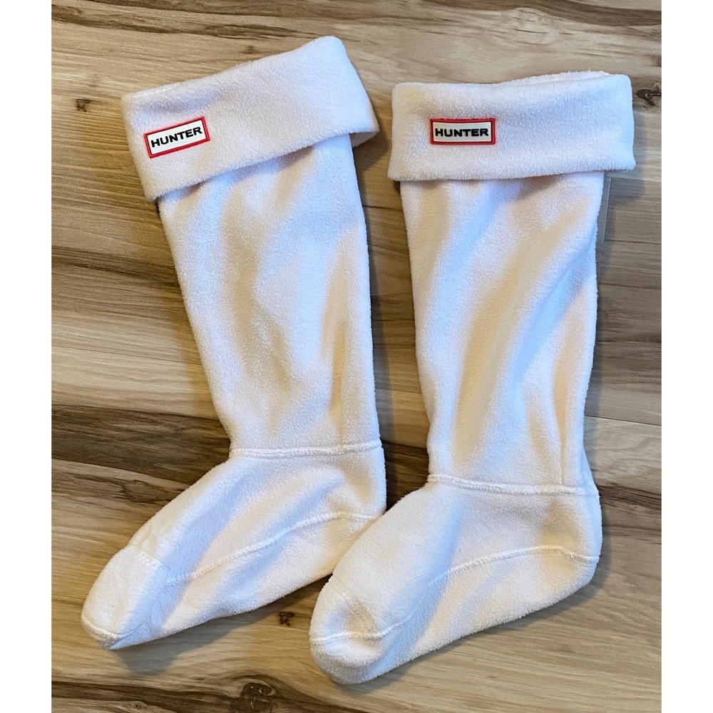 Hunter White/Cream Fleece Tall Boot Socks Liners Womens Size M Medium US 5 6 7